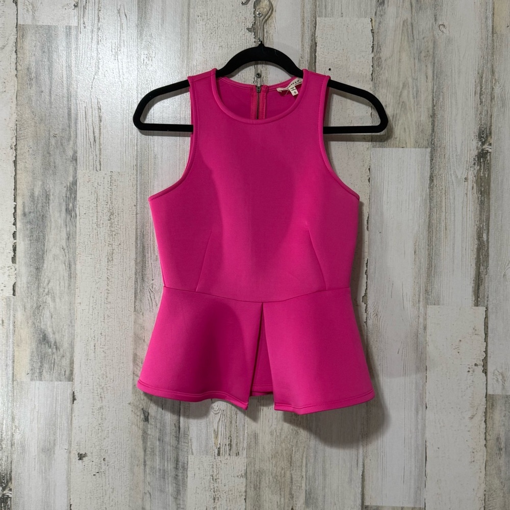 Monteau Hot Pink Peplum Sleeveless Top